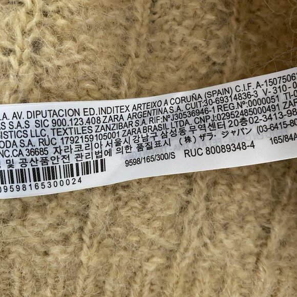 Zara Cropped Sweater Size S Alpaca Wool Blend Knit Peter Pan Collar Blogger Fave - Picture 9 of 12